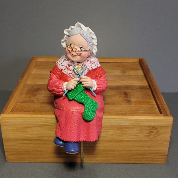 Hallmark Other - 1980s 1988 Hallmark Mrs Claus Knitting Stocking Hanger Holder Vintage